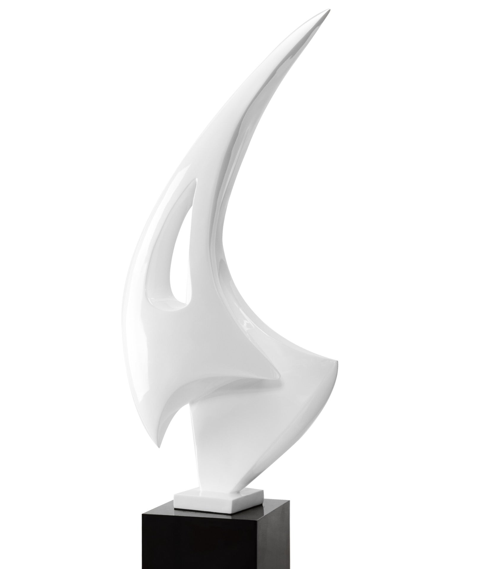 Escultura de vela de suelo con soporte negro de 180 cm de alto // Blanco