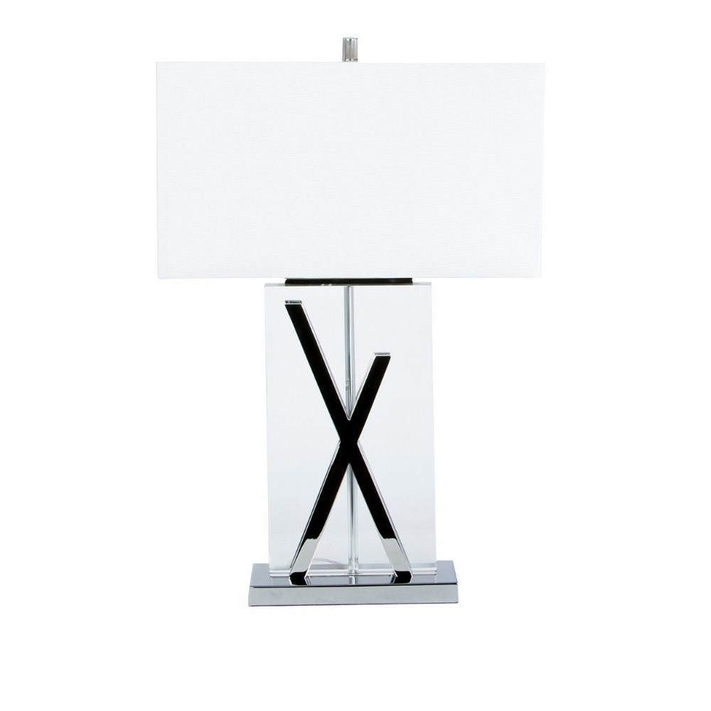 1 Lámpara de Mesa con Cargador USB // Cromo y Cristal
