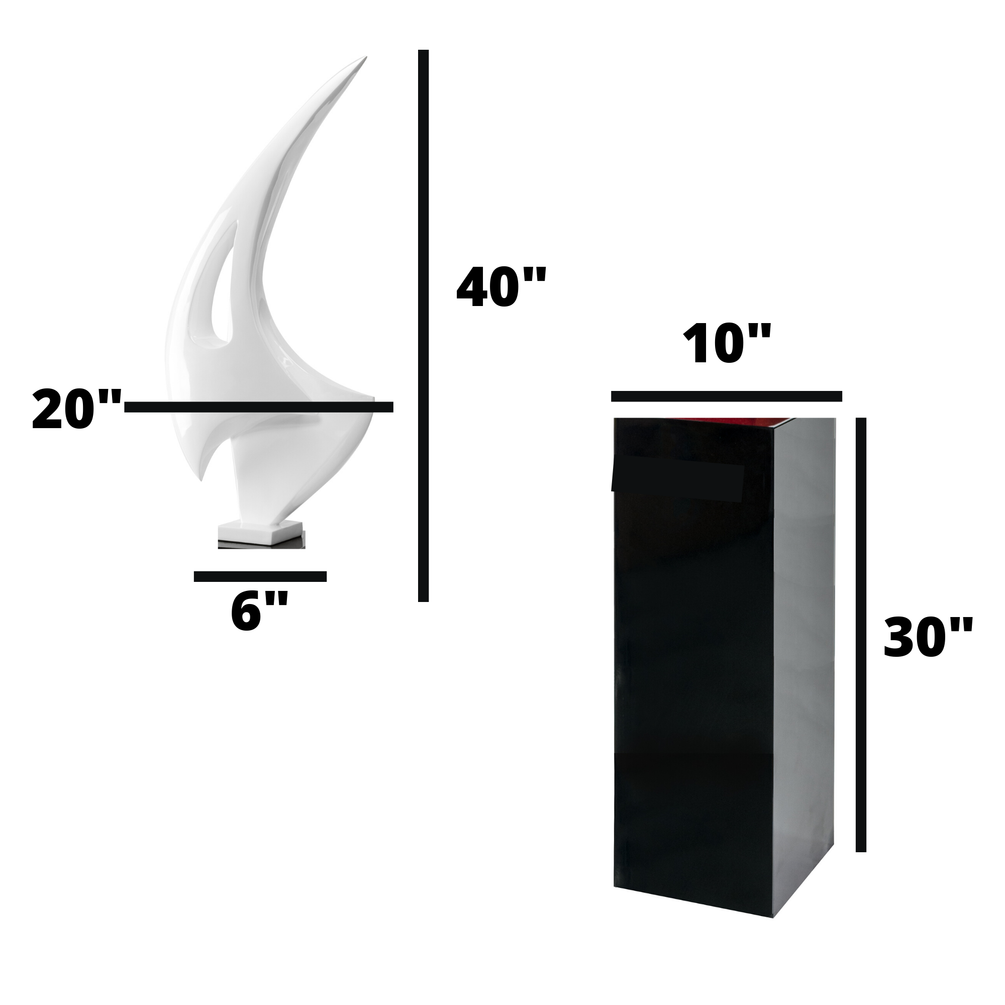 Escultura de vela de suelo con soporte negro de 180 cm de alto // Blanco