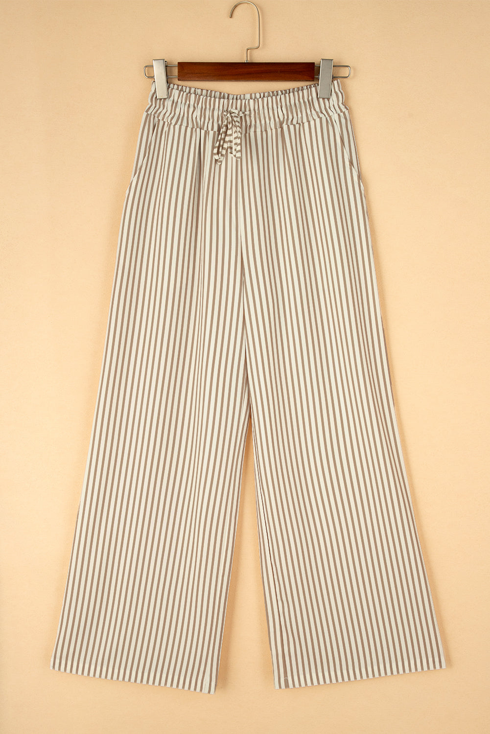 Striped Wide Leg Pants with Drawstring