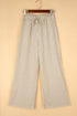 Striped Wide Leg Pants with Drawstring