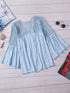 Crochet Insert Button-Down Blouse