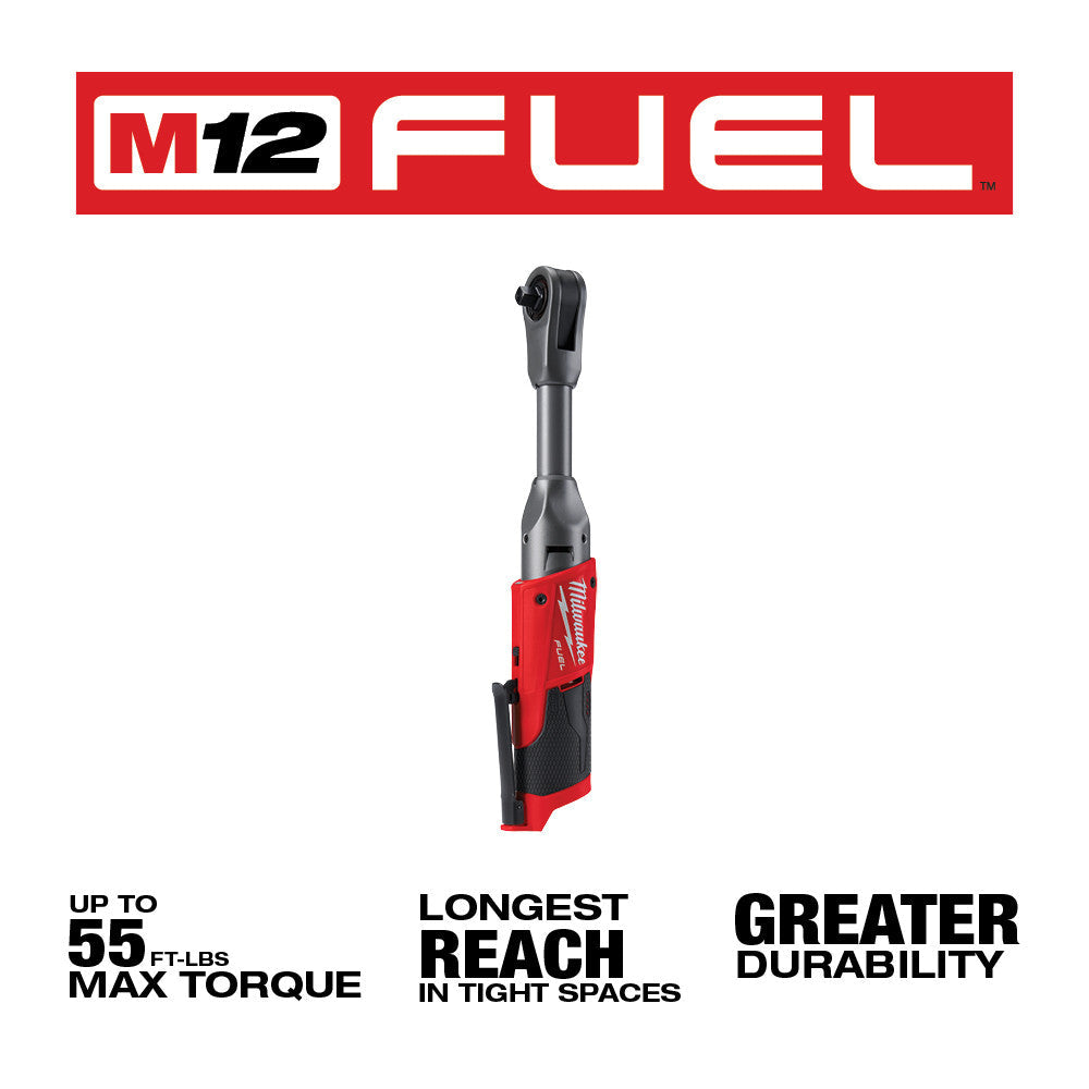 Trinquete de alcance extendido Milwaukee 2560-20 M12 FUEL™ de 3/8 pulg.