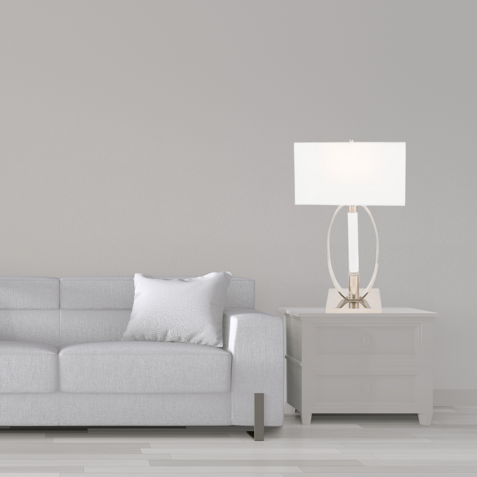 Lámpara de mesa de cromo y cristal brillante // 2 luces