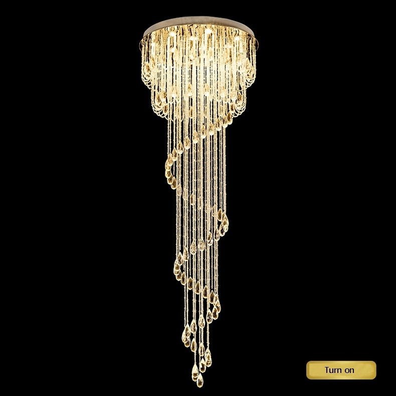 Double Spiral Staircase Crystal Chandelier for Loft, Restaurant, Hotel, Hall, Stairwell D31.5*H78.7" / warm light (3000K)