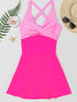 Pink Two-Tone Flared One-Piece Swimsuit