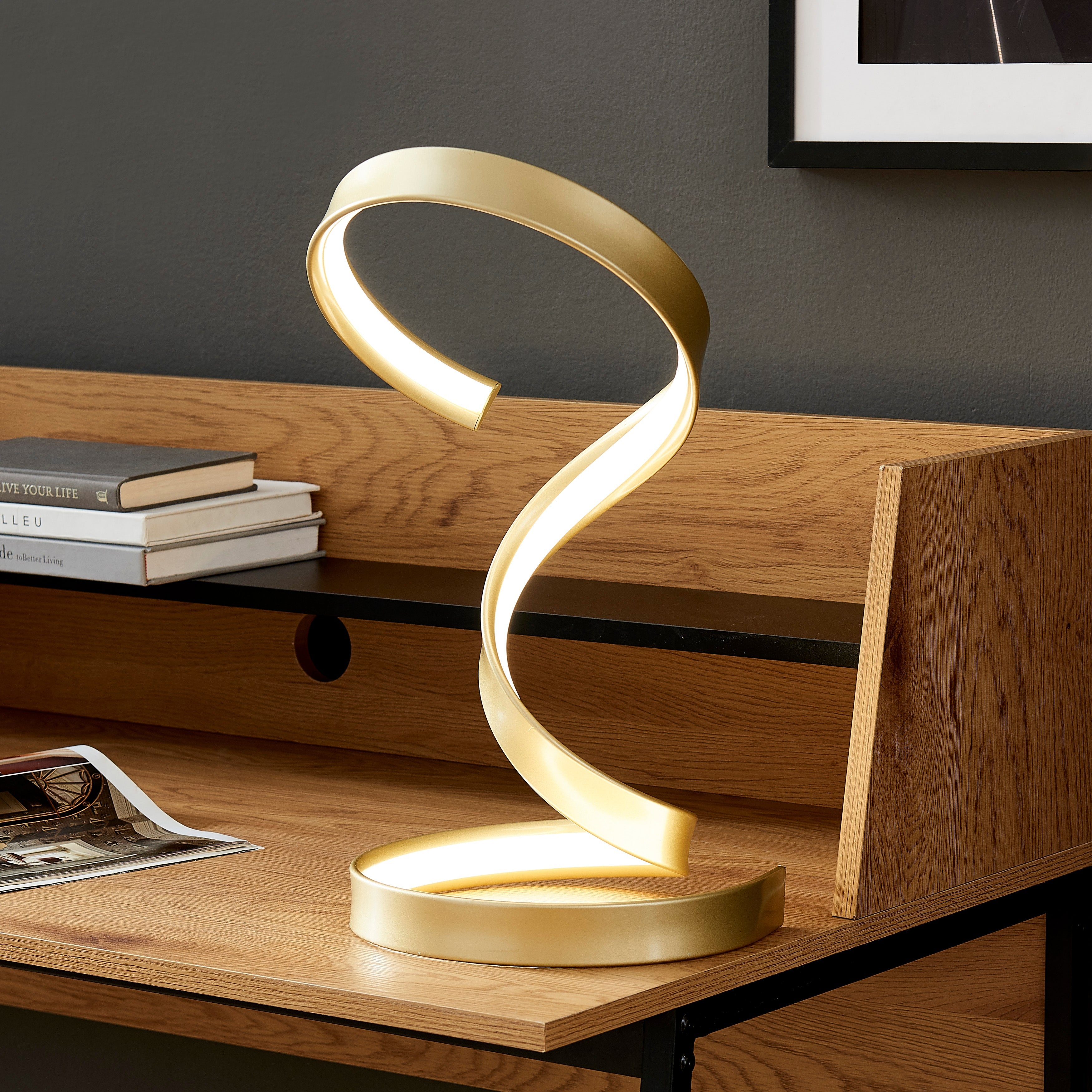 Lámpara de mesa Hamburg Gold // Tira de LED e interruptor regulable