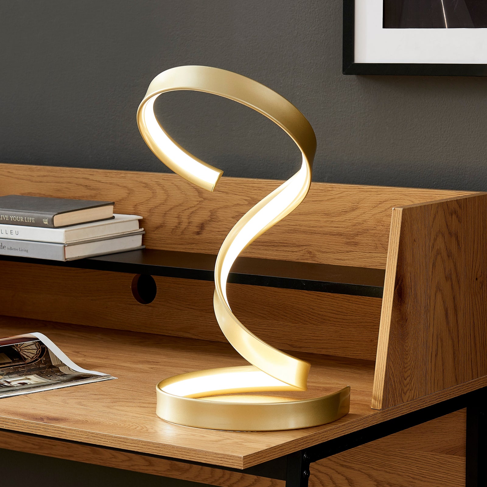 Lámpara de mesa Hamburg Gold // Tira de LED e interruptor regulable