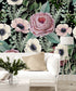 Fashionable Flowers on Dark Background Wallpaper Tasteful