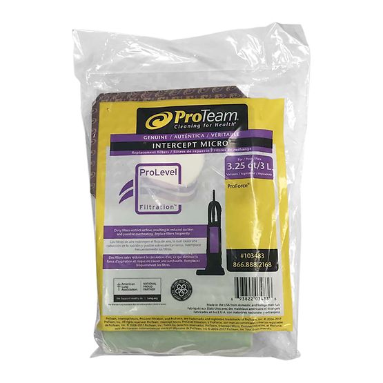 Intercept 103483 Micro Filter Bags for ProTeam Commercial ProForce and ProCare Upright Vacuum Cleaners, 10-Pack
