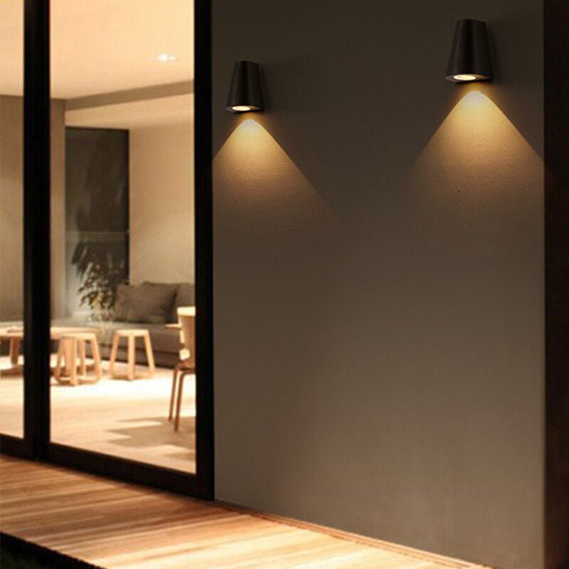Lámparas de pared LED impermeables de aluminio para exteriores, de color negro y gris, para jardín y porche