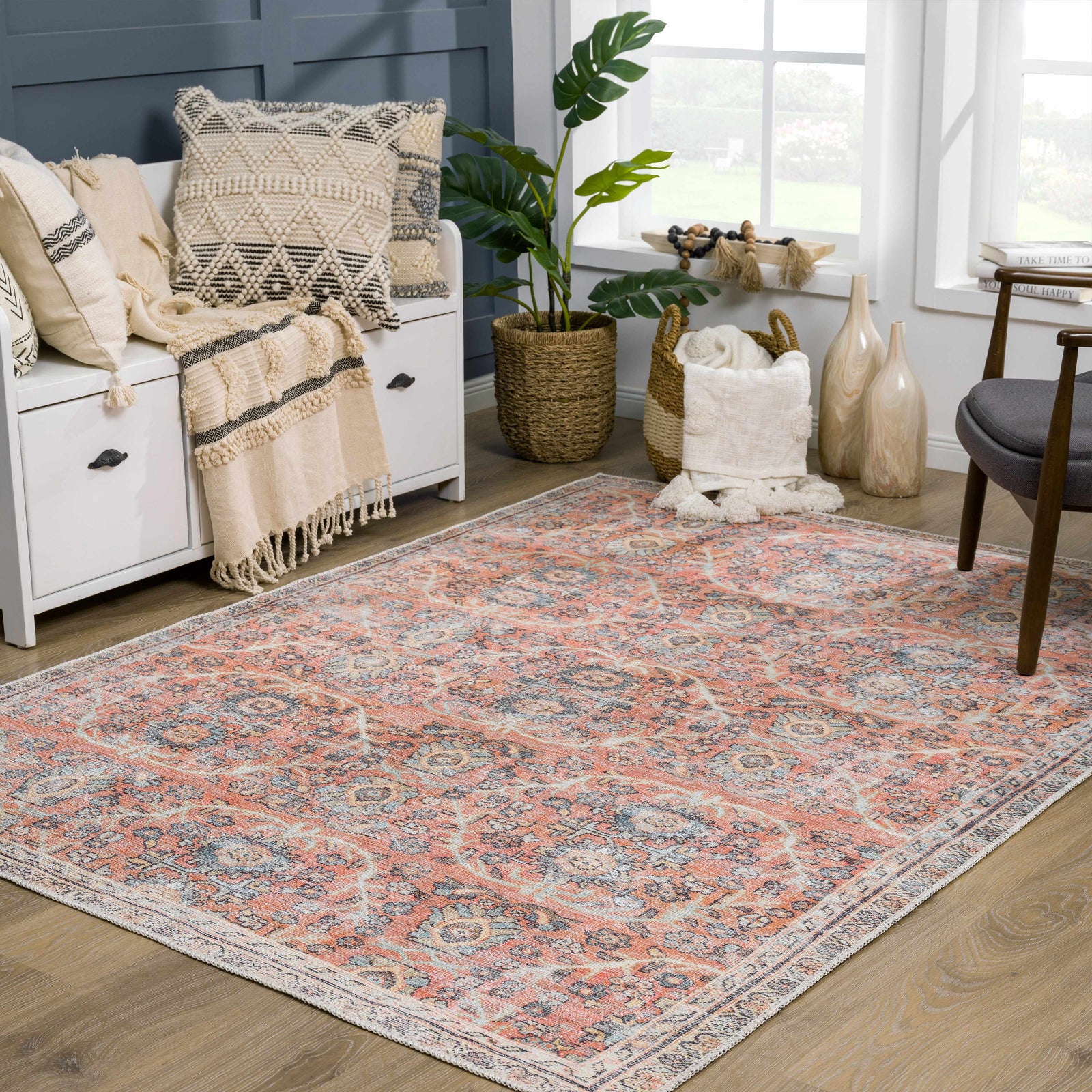 Alfombra lavable Urpi en rosa y azul - Oferta