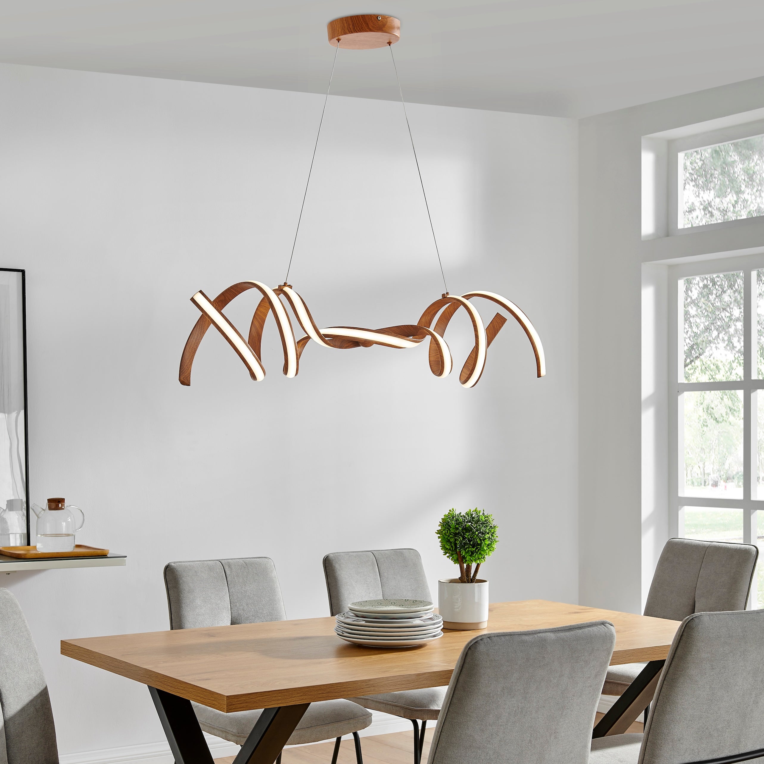 Lámpara de araña horizontal LED Munich // Madera
