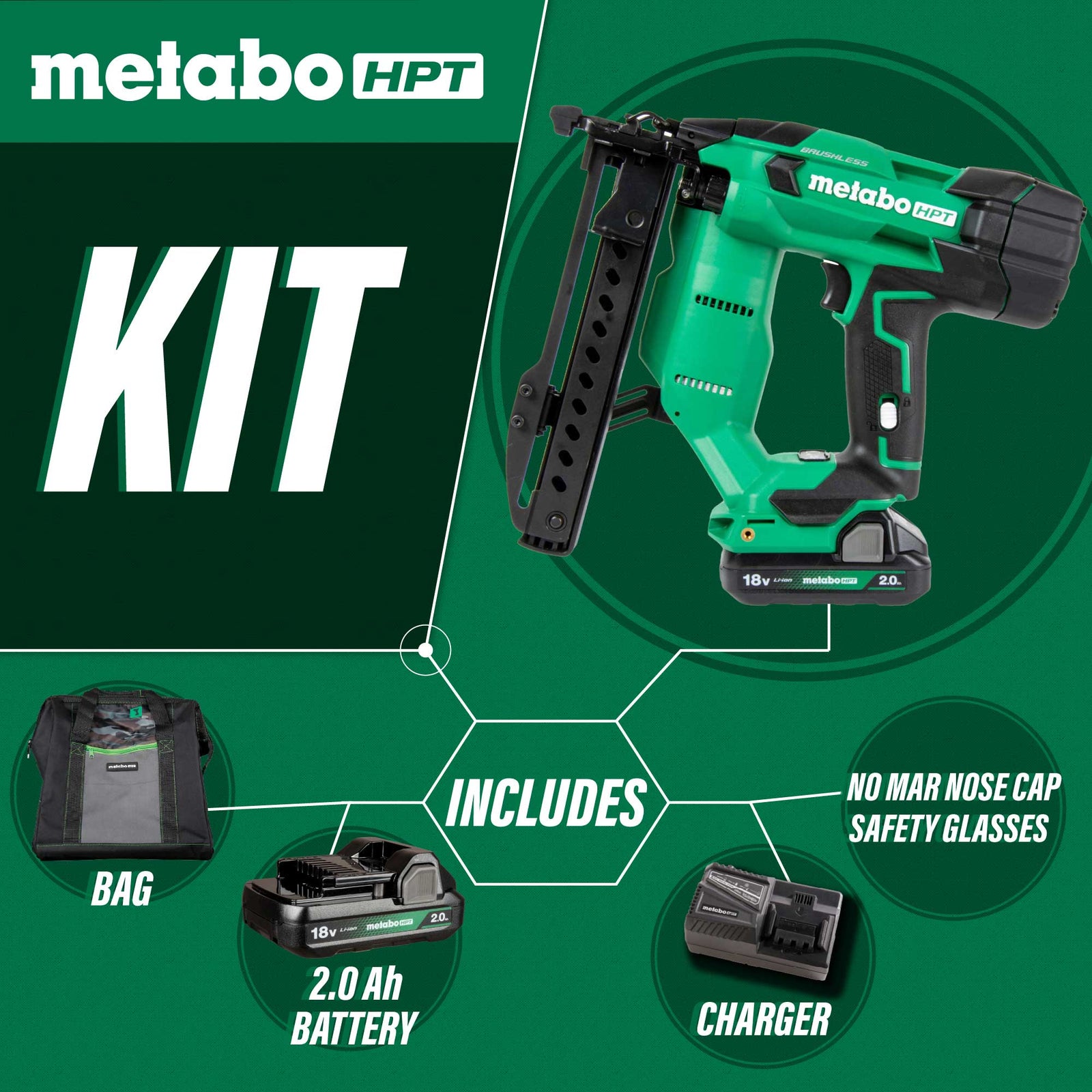 Metabo HPT N1804DAM 18V MultiVolt™ Brushless 18-Gauge 1/4