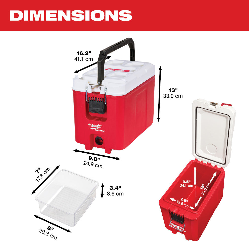 Hielera compacta Milwaukee 48-22-8460 PACKOUT™ de 16 cuartos de galón