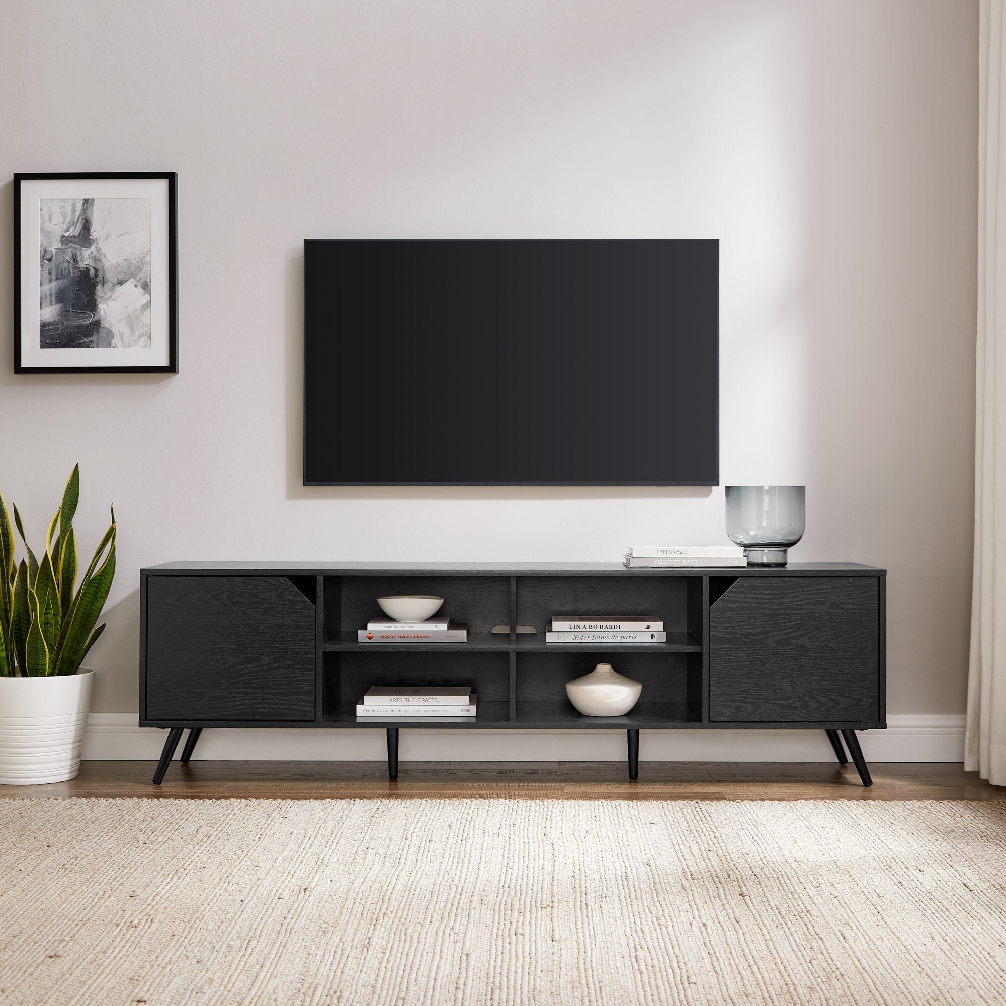 Colección de muebles de TV angulares de estilo moderno de mediados de siglo de Noah