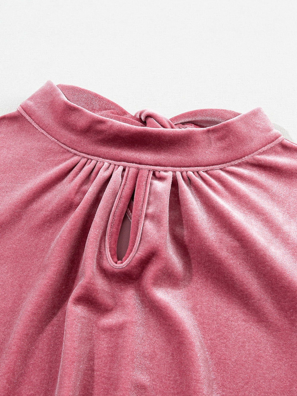 Velvet Blouse with Bow Tie Back