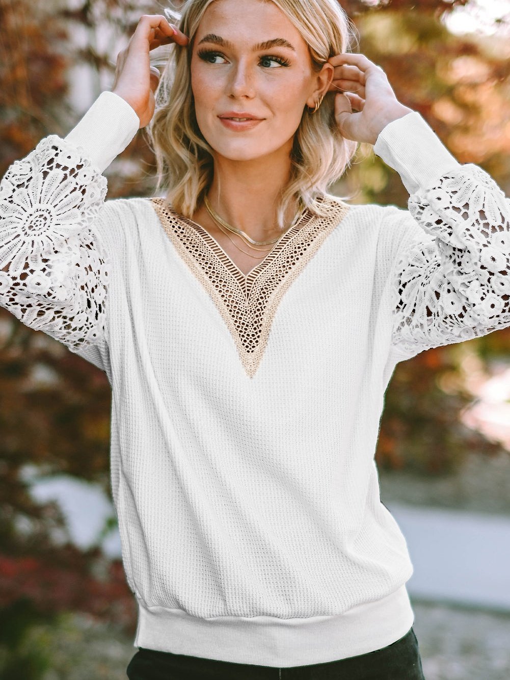 Long Sleeve V-Neck Tunic with Butterfly Design
