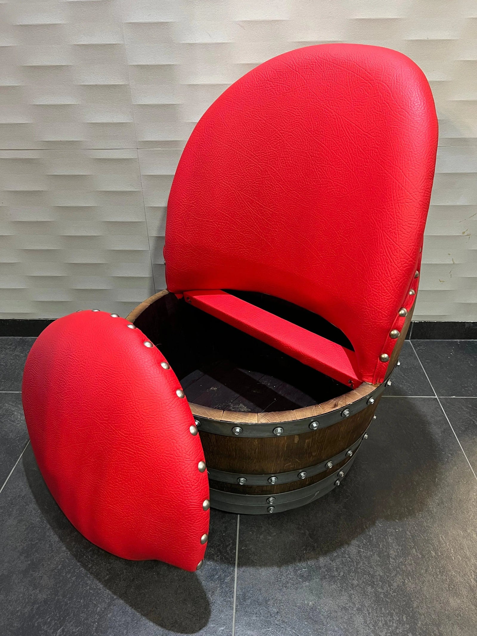 Juego de mesa de centro con forma de barril de vino y 4 sillas - Muebles rústicos de barril de whisky - Roble macizo hecho a mano - Envío gratuito