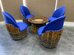 Juego de mesa de centro redonda con forma de barril de vino y 4 sillas - Muebles rústicos de barril de whisky - Roble macizo hecho a mano - Envío gratuito