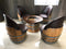 Juego de mesa de centro redonda con forma de barril de vino y 4 sillas - Muebles rústicos de barril de whisky - Roble macizo hecho a mano - Envío gratuito