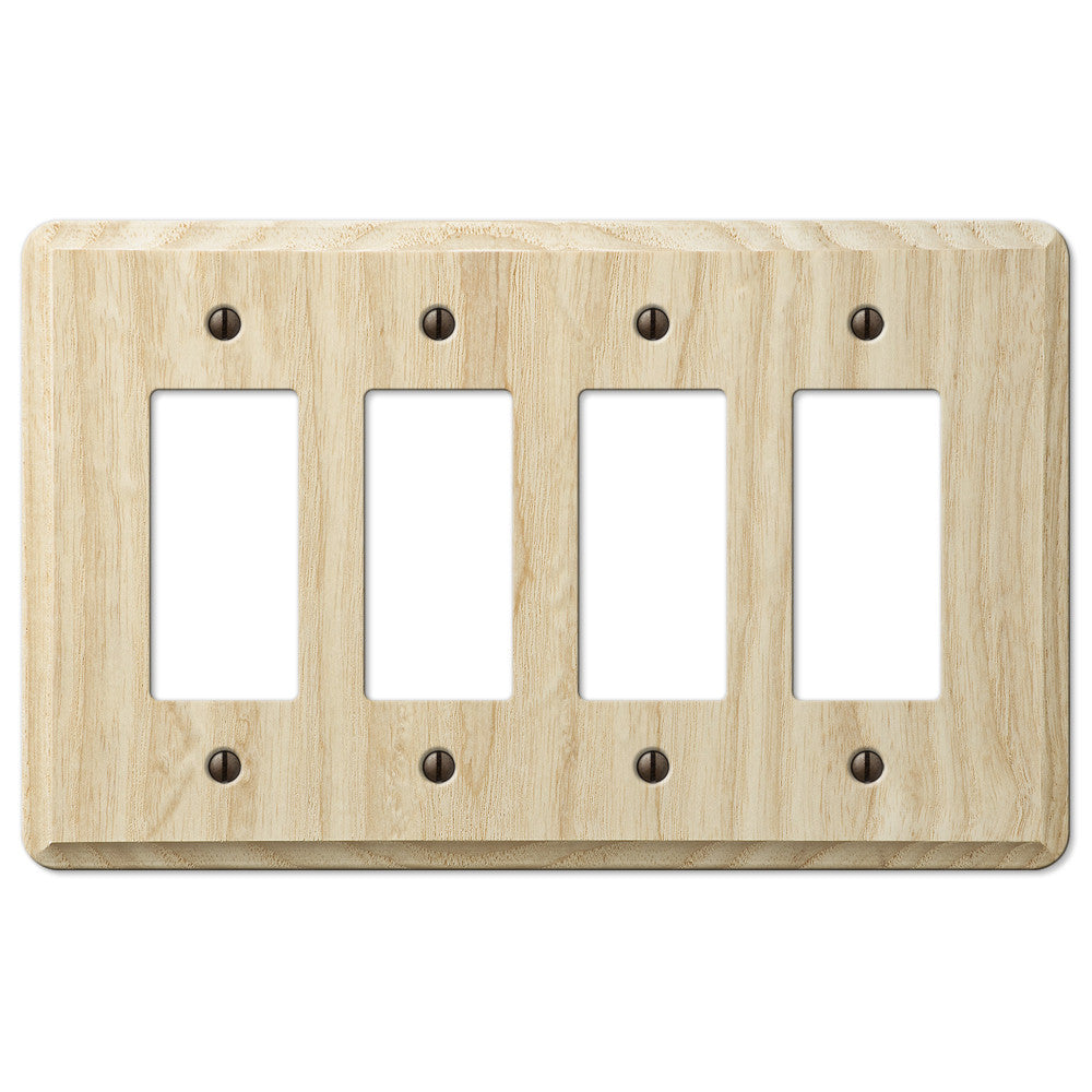 Contemporary Unfinished Ash Wood - 4 Rocker Wallplate