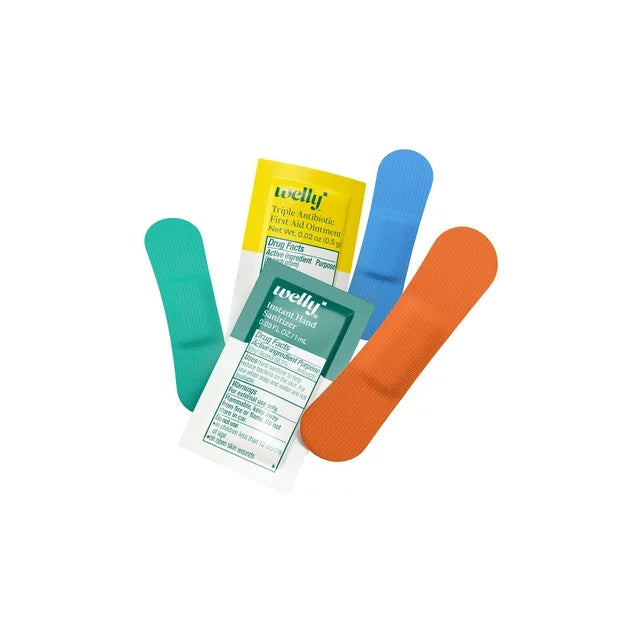 Kit de primeros auxilios Welly First Aid, kit de reparación rápida para viajes, vendajes y ungüentos, 1 unidad, 24 unidades