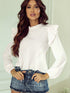 Flowy White Blouse with Ruffle Trim