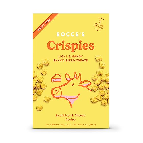 Bocce's Bakery - Galletas crujientes de hígado de res y queso para perros, 10 oz (paquete de 6) - Golosinas sin trigo para perros