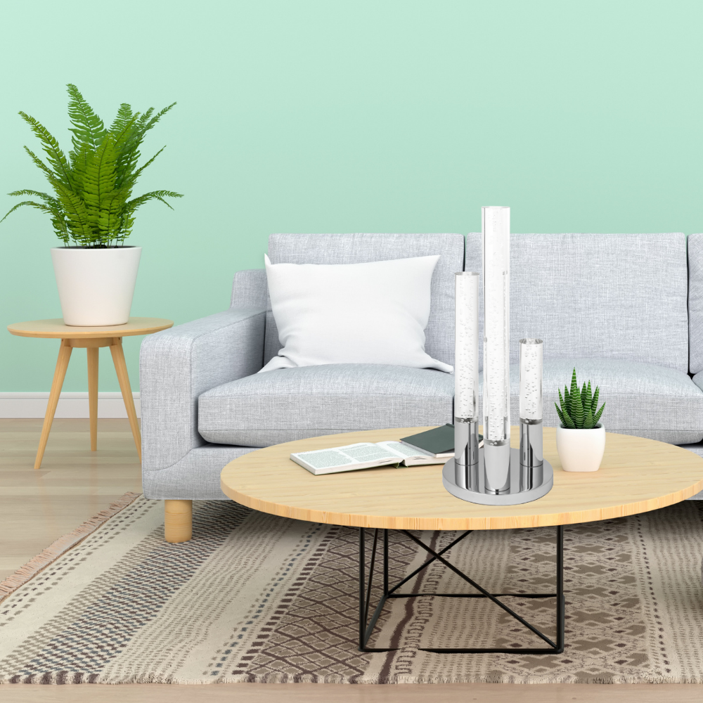 Lámpara de mesa con cilindros acrílicos e interruptor táctil // 3 luces