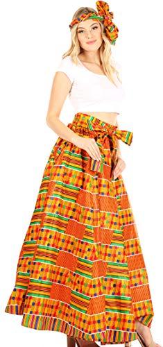 Sakkas Asma Convertible Traditional Wax Print Adjustable Strap Maxi Skirt Dress