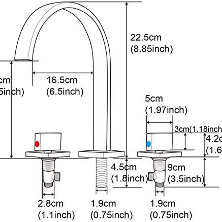 Grifo para lavabo de baño de níquel cepillado con cascada, dos manijas y desagüe emergente de latón.