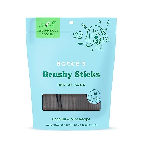 Palitos de cepillo de Bocce's Bakery - Golosinas para perros sin trigo, 355 g (paquete de 12) - Masticables para la salud dental