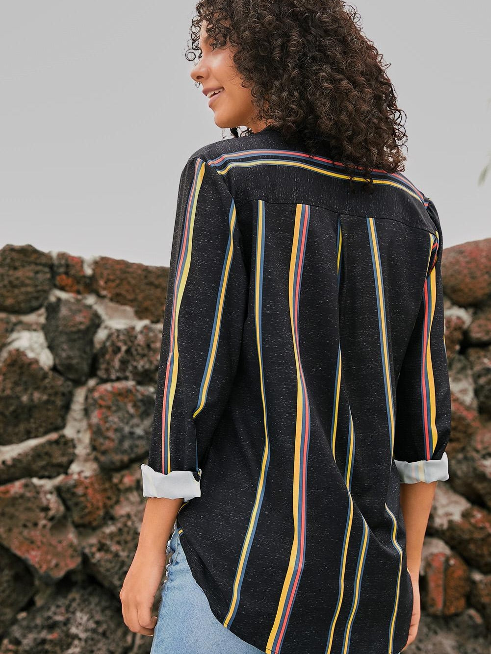 Versatile Striped Button-Up Shirt