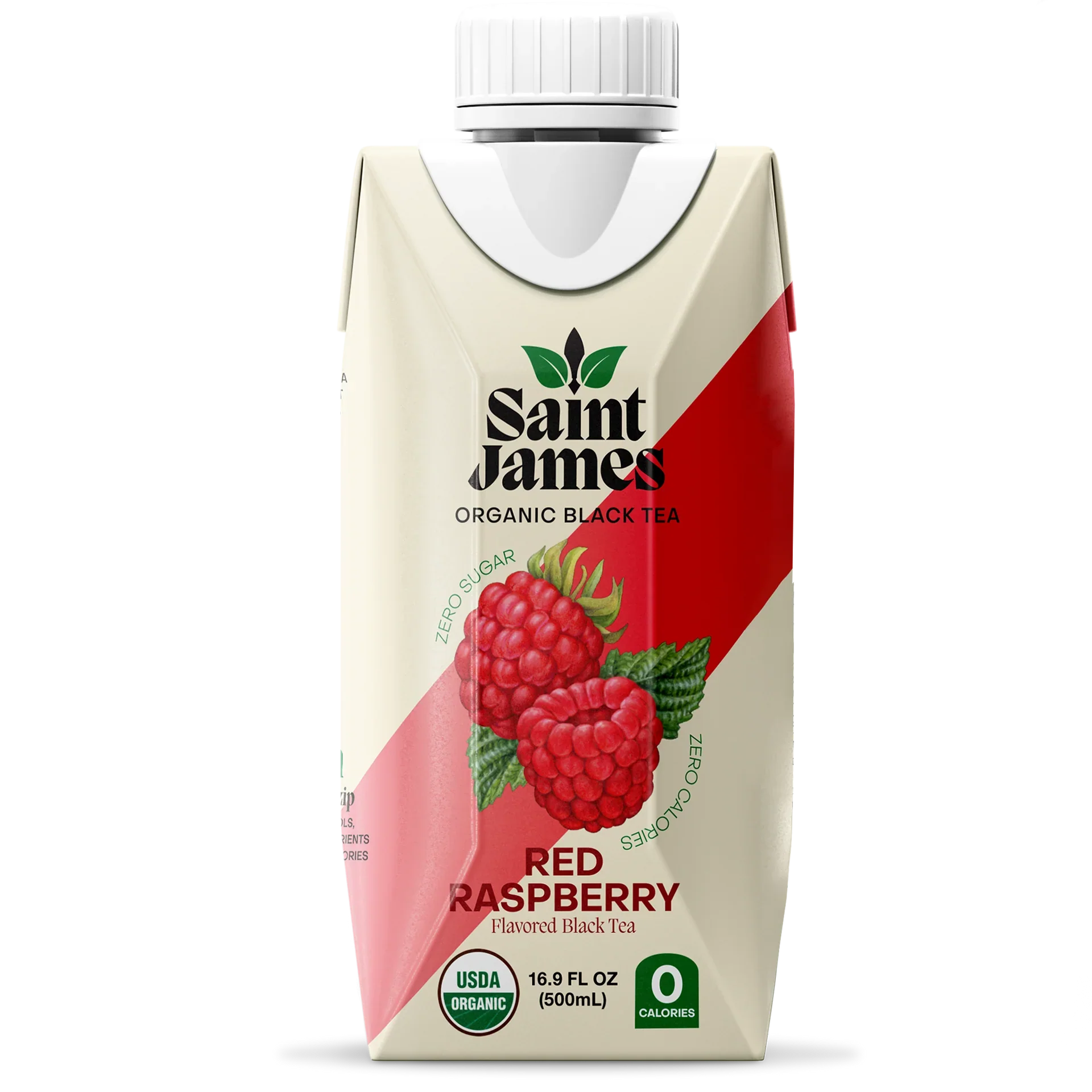 Té negro orgánico Saint James, frambuesa roja, 500 ml (paquete de 12) - Bebida orgánica certificada por el USDA