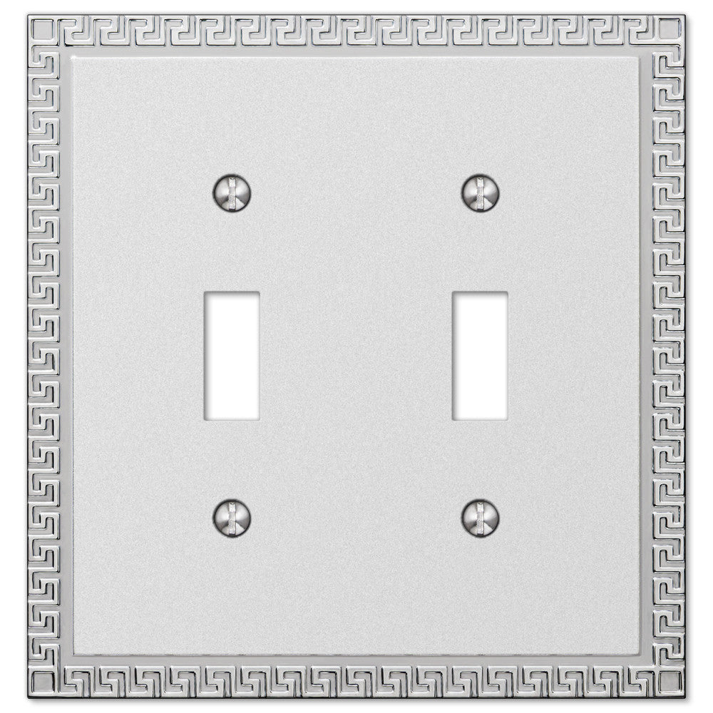 Greek Key Frosted Chrome Cast - 2 Toggle Wallplate