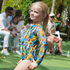 Kid's girl's One-piece swimsuit with sleeves Feathers