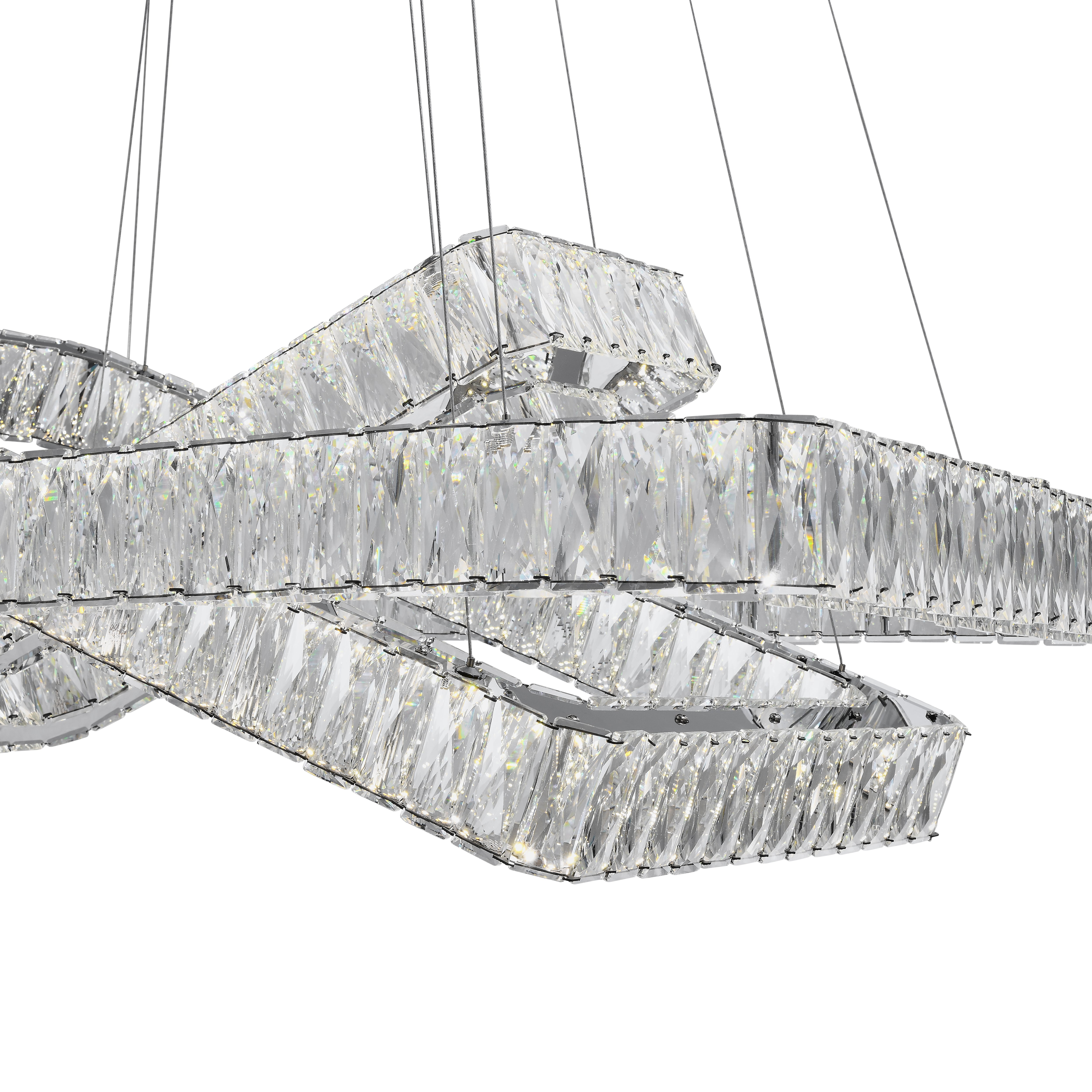 Lámpara de araña LED Crystal Elegance // 3 rectángulos