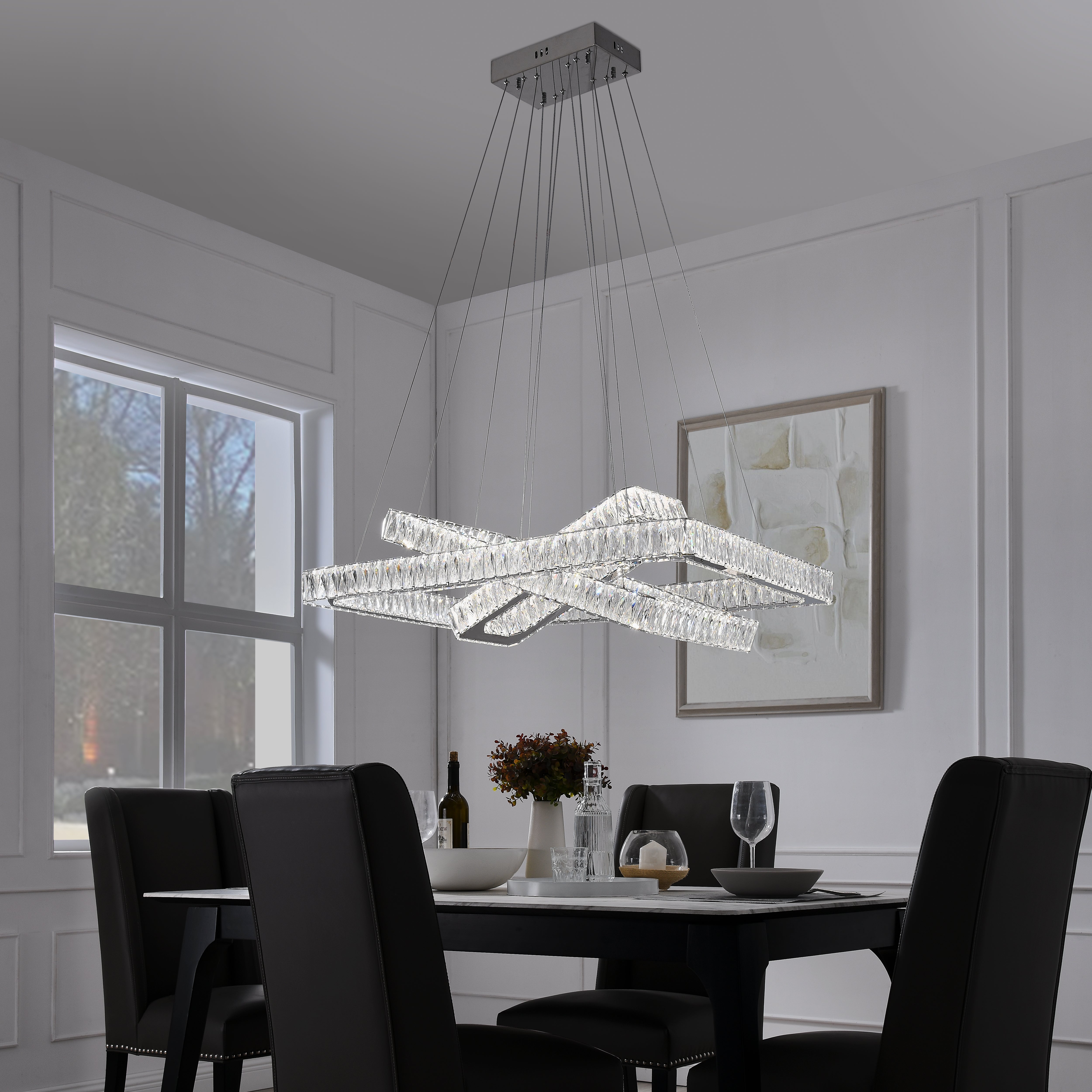 Lámpara de araña LED Crystal Elegance // 3 rectángulos