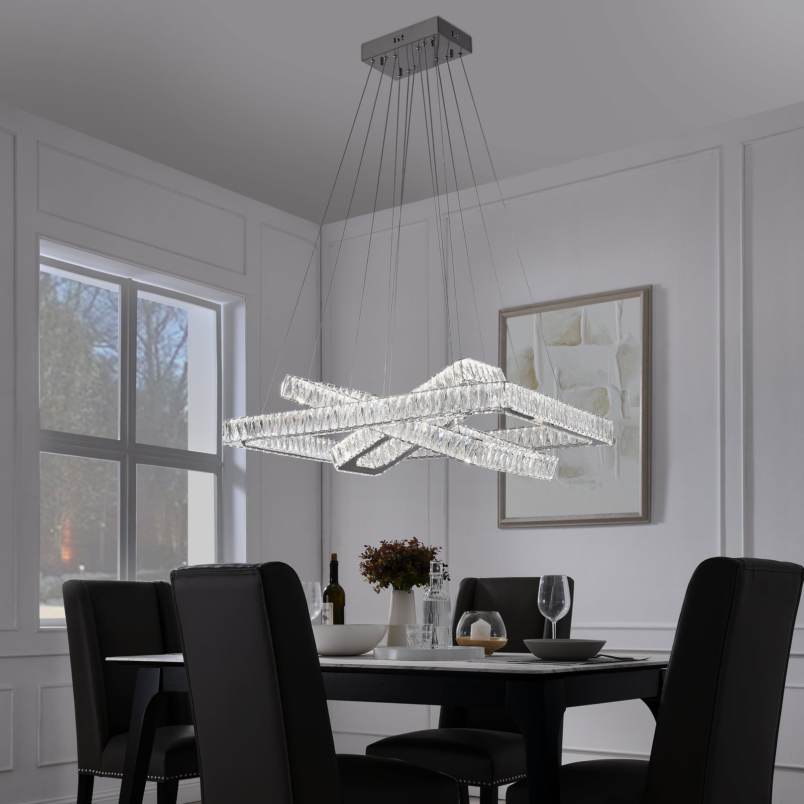 Lámpara de araña LED Crystal Elegance // 3 rectángulos