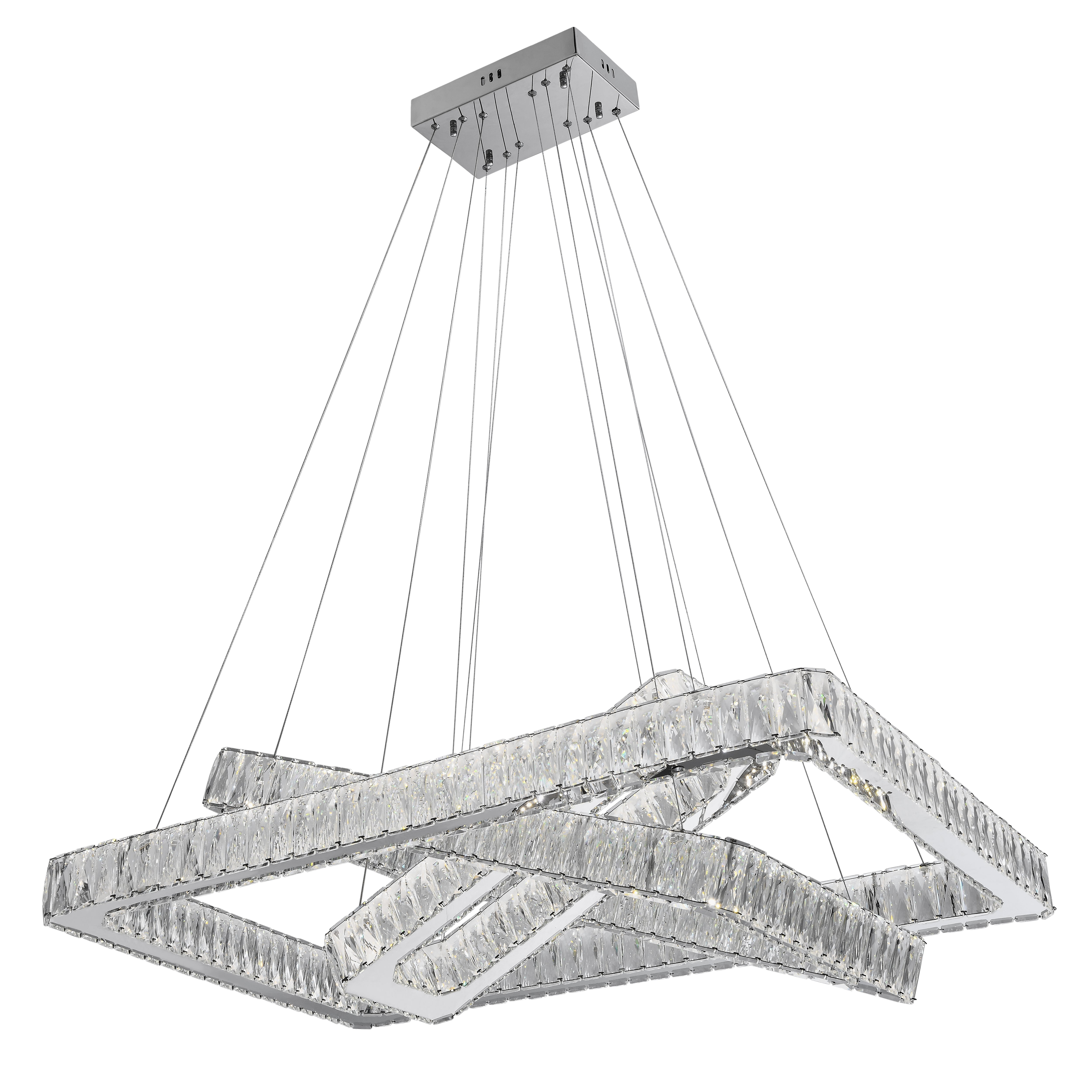 Lámpara de araña LED Crystal Elegance // 3 rectángulos