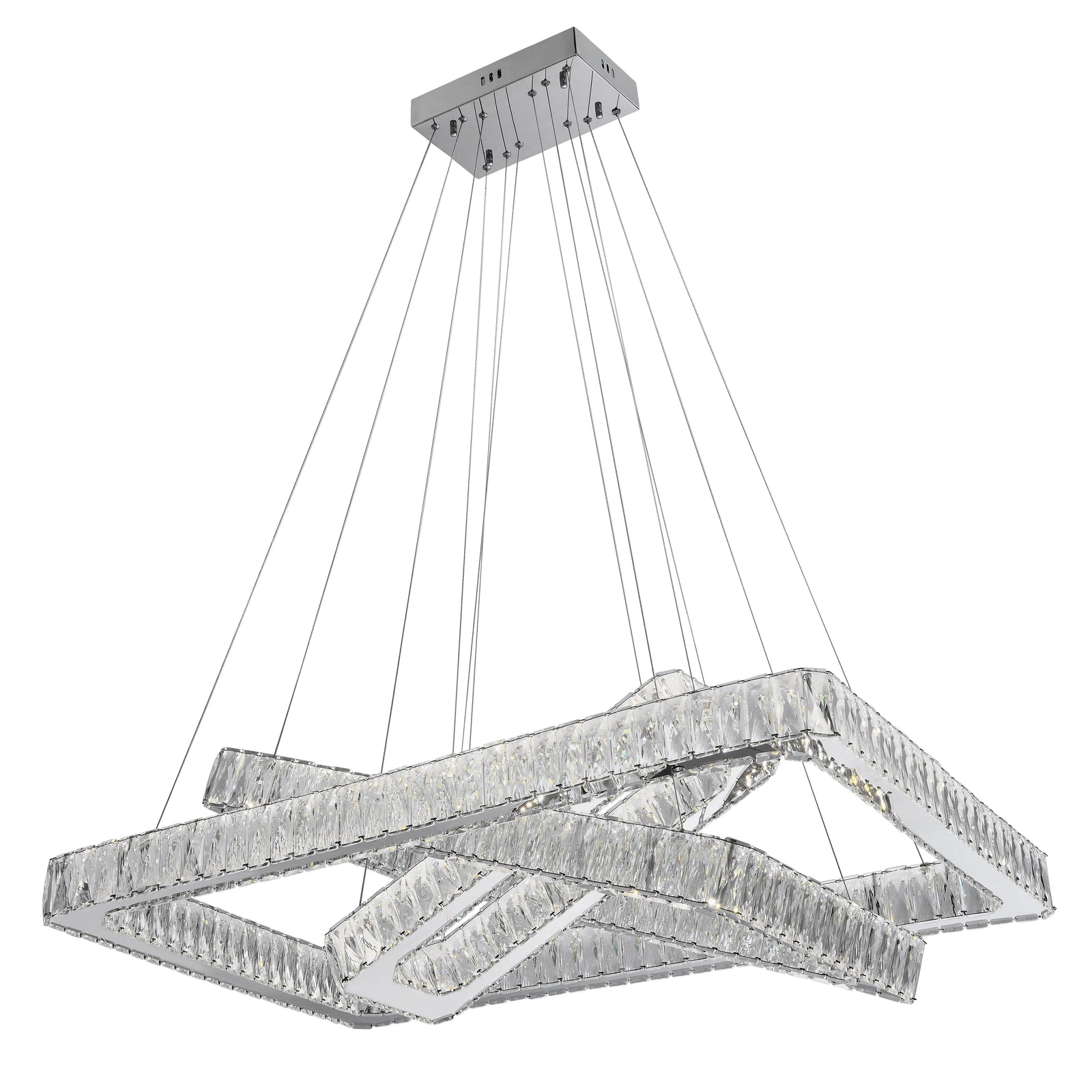 Lámpara de araña LED Crystal Elegance // 3 rectángulos