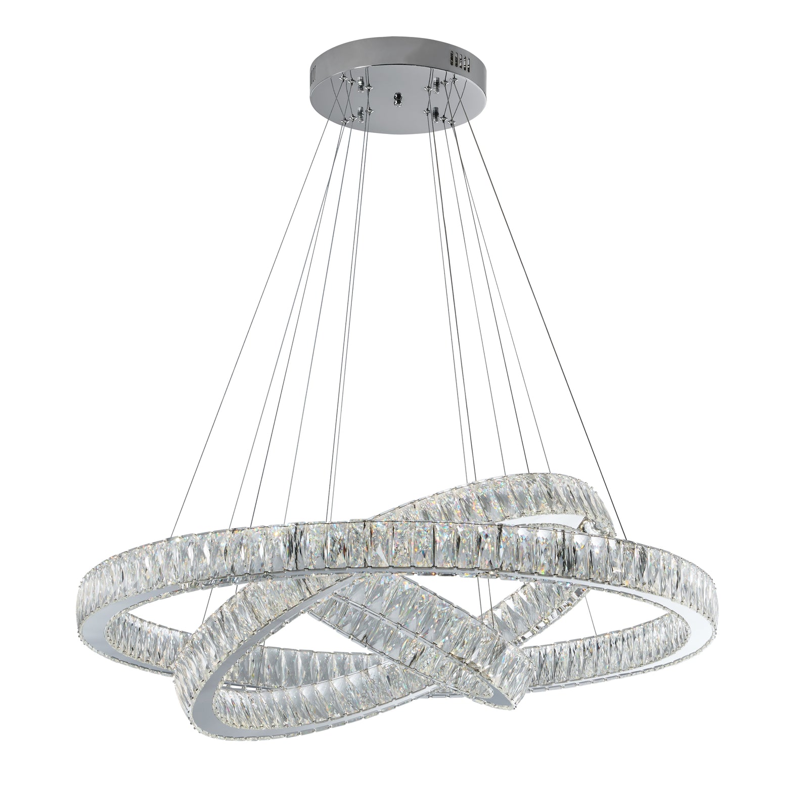 Lámpara de araña de tres anillos Crystal Elegance