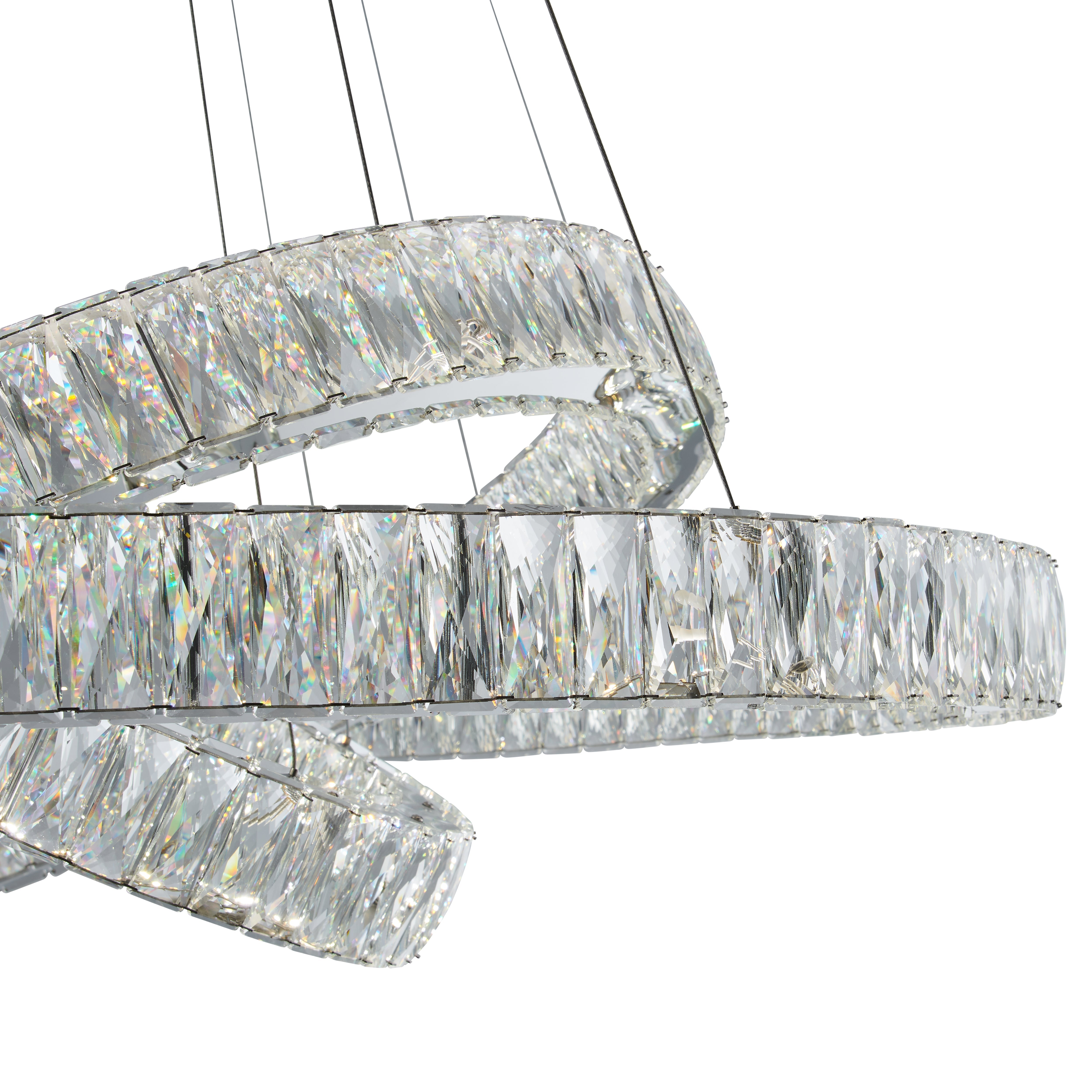Lámpara de araña de tres anillos Crystal Elegance