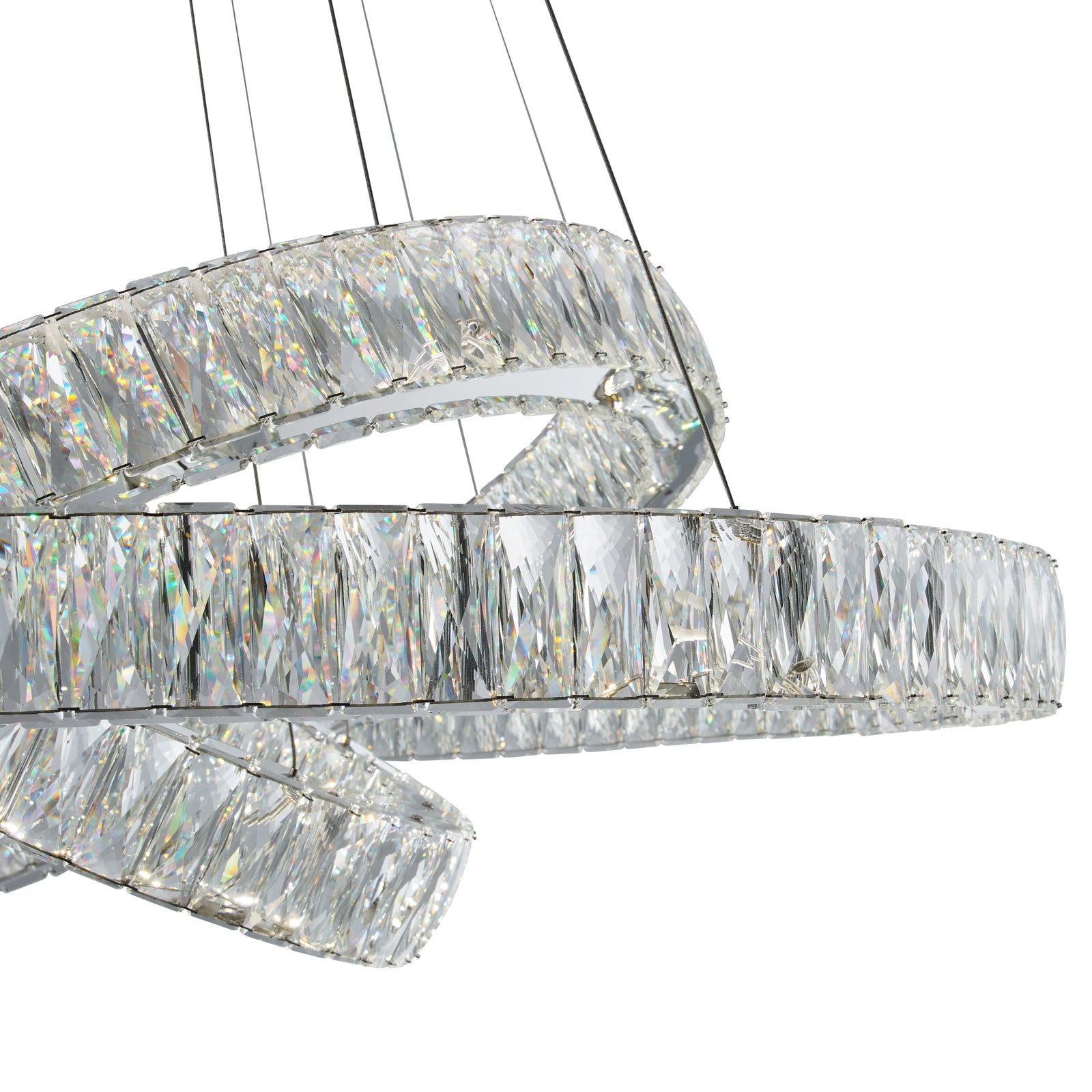 Lámpara de araña de tres anillos Crystal Elegance