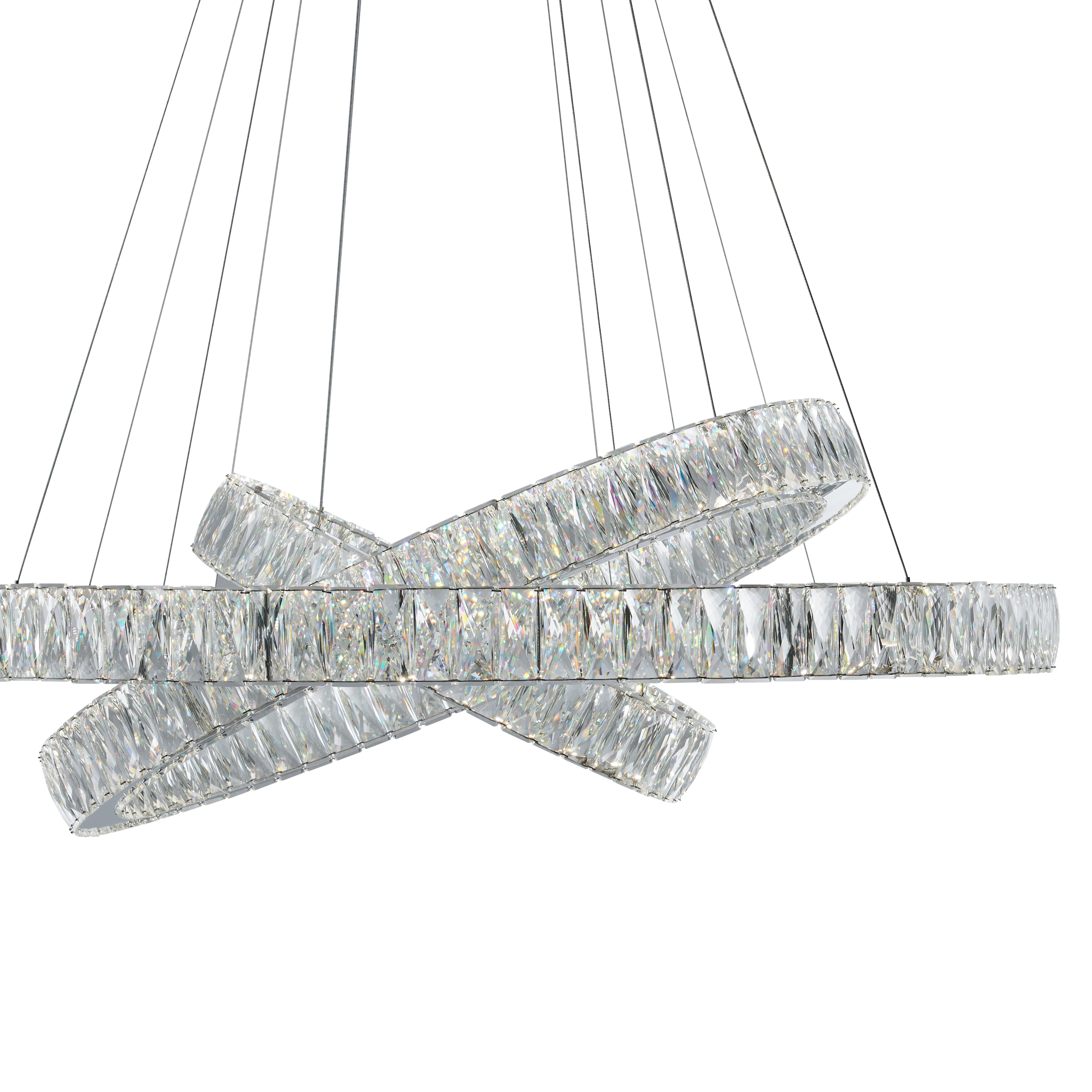 Lámpara de araña de tres anillos Crystal Elegance