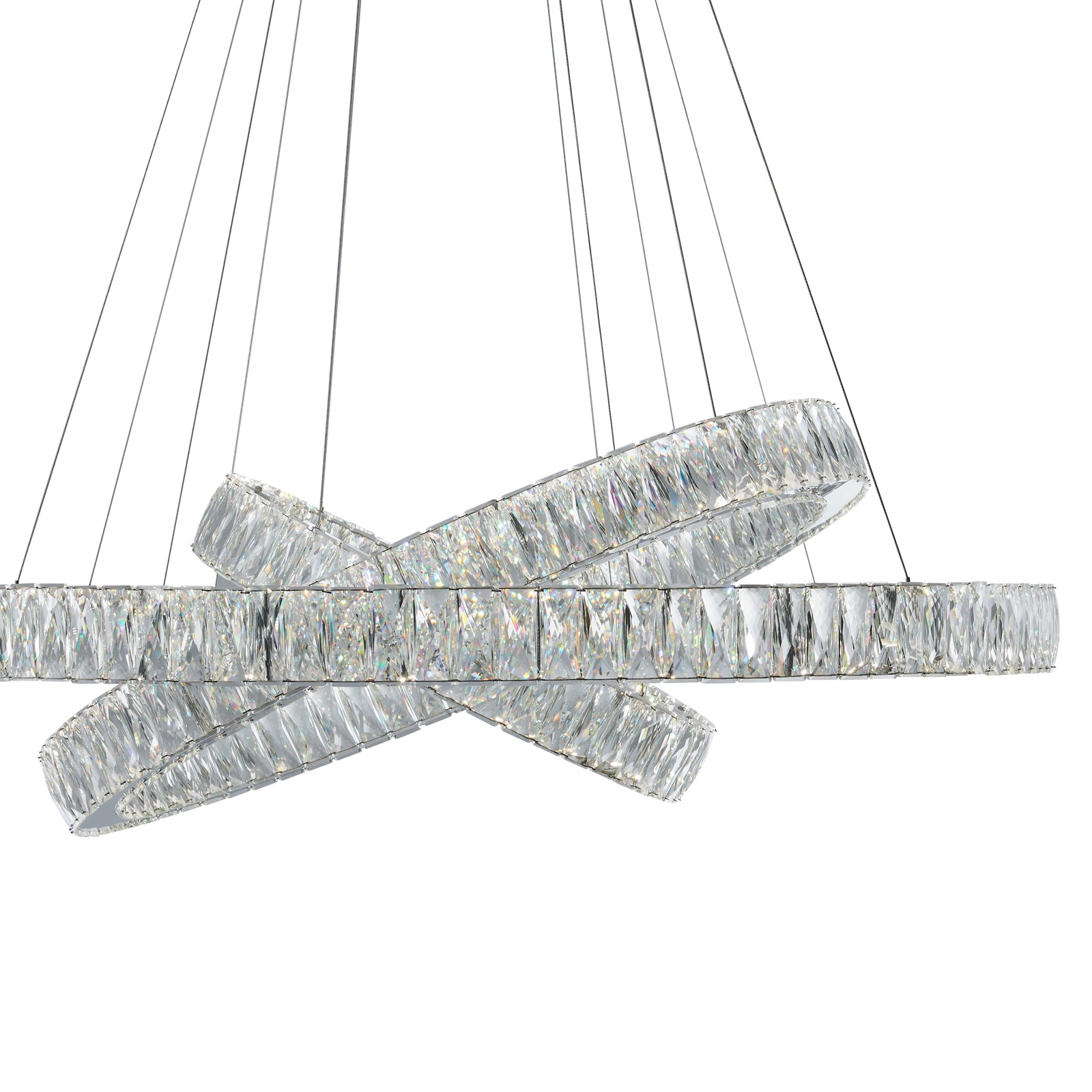 Lámpara de araña de tres anillos Crystal Elegance