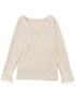 Relaxed Fit Ribbed Knit Blouse with Lace Trim
