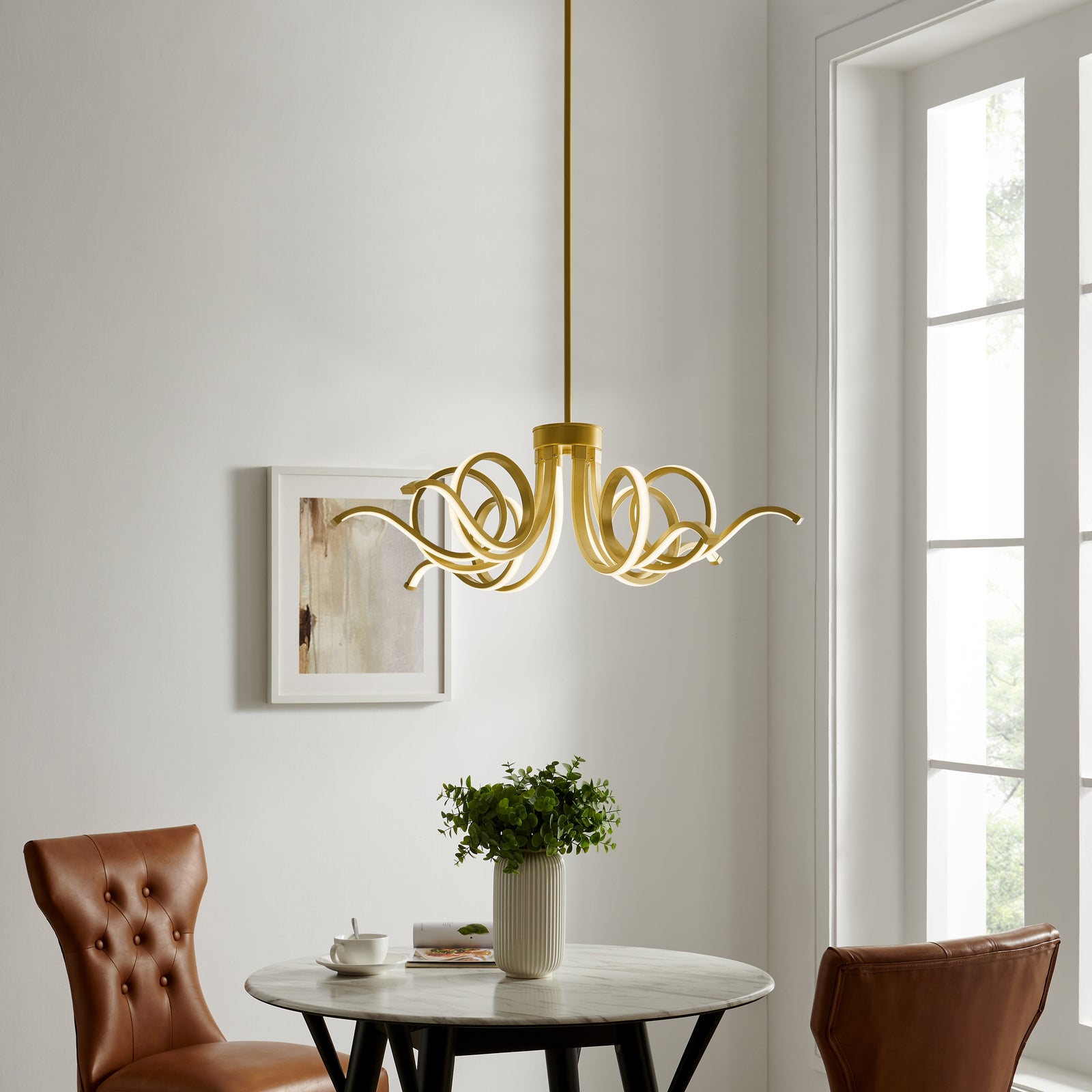 Lámpara de araña LED regulable Magnolia // Oro arena