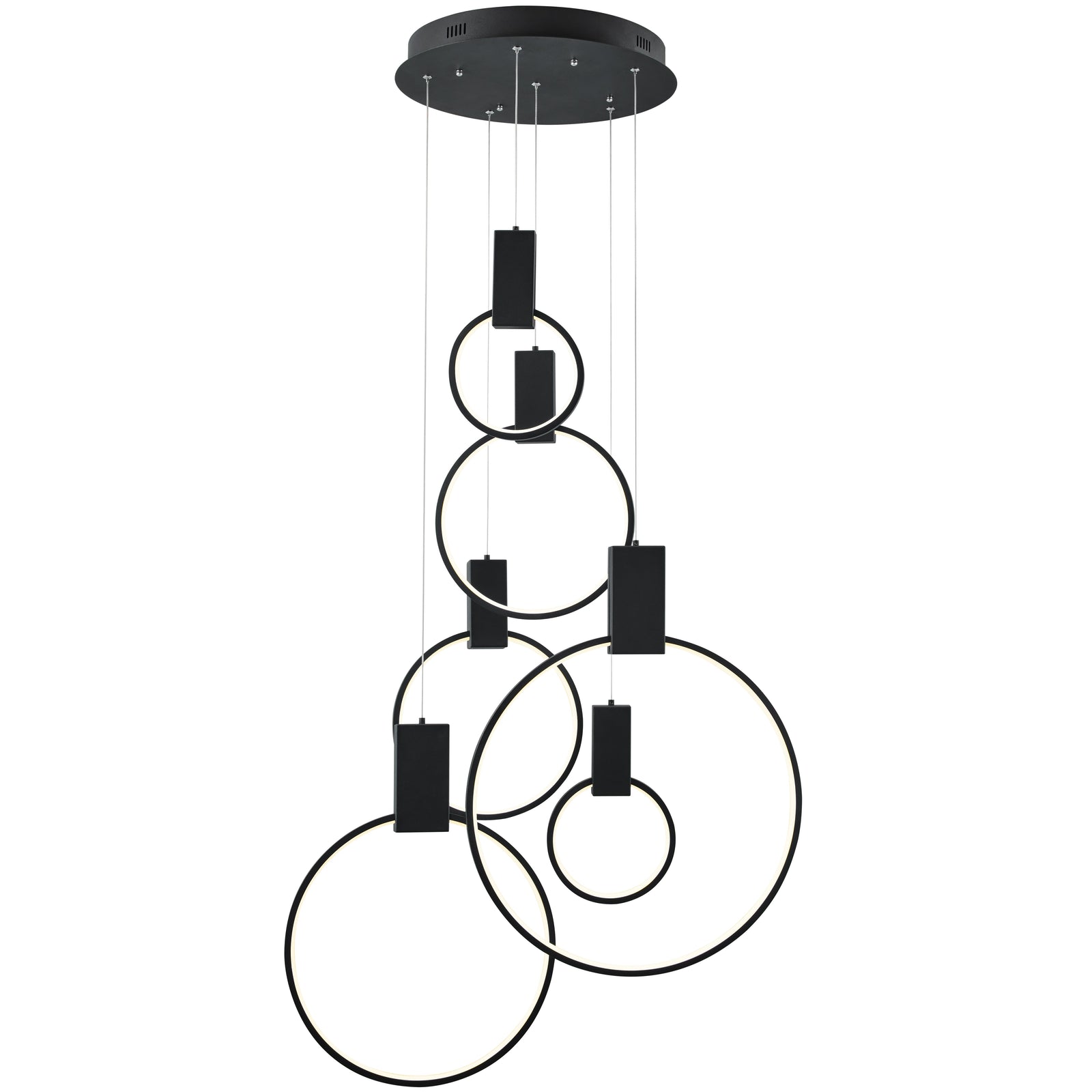 Lámpara de araña circular LED Hong Kong // Negro mate
